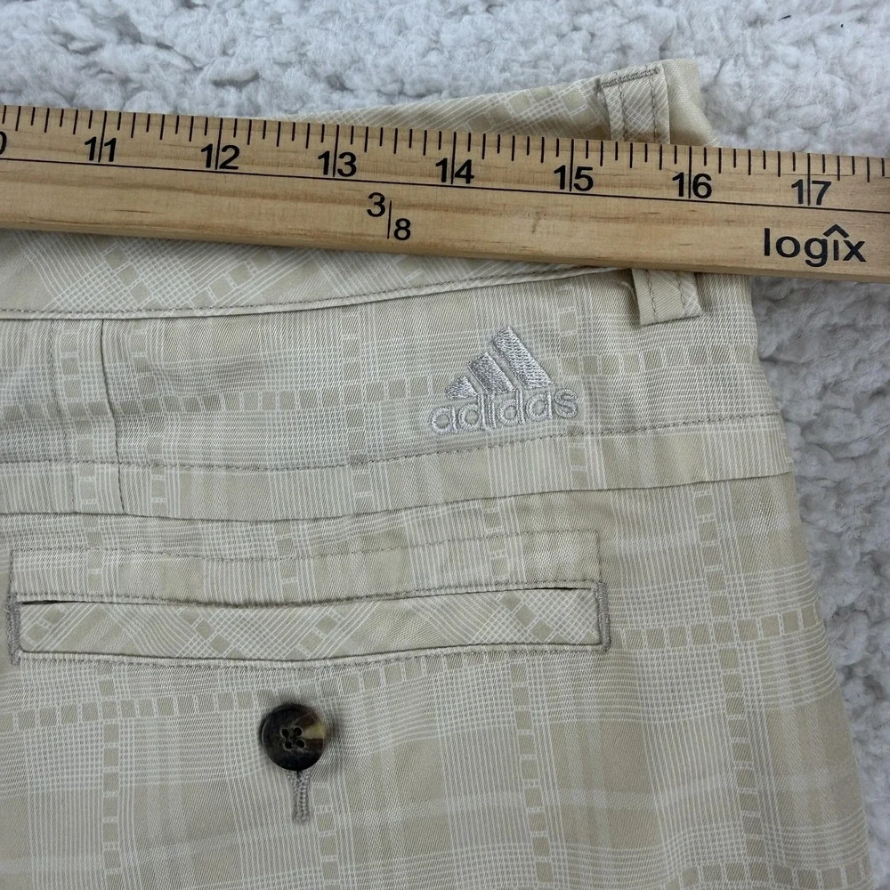 Adidas Shorts Mens 32‎ Beige Plaid Climalite Chino 11 Inseam Casual Golf